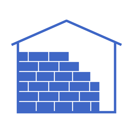 Icon of a house partially filled in with bricks